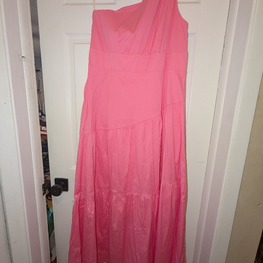 NWT Lilly Pulitzer Confetti Pink Lucilyn One Shoulder Long Dress Sz 14 - Picture 4 of 9